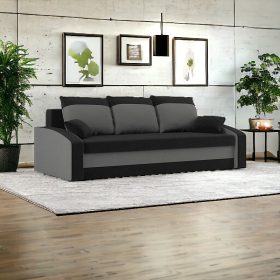   (Értékcsökkentett) HEWLET kanapéágy, PRO szövet, bonell rugóval, szín - fekete / szürke (alsó rész sérült)