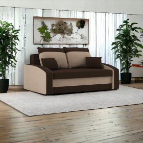   (Értékcsökkentett) HEWLET kinyitható kanapé, normál szövet, szín - barna / cappuccino (beszakadt alsó rész)