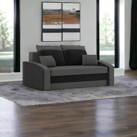   (Értékcsökkentett) HEWLET kinyitható kanapé, normál szövet, szín - szürke / fekete (sérült kárpitrész, sérült alsó elem)