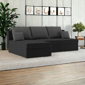   (Értékcsökkentett) MONACO kinyitható sarokkanapé, normál szövet, hab töltőanyag, balos, szín - fekete / szürke (alsó rész sérült)