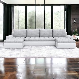   (Értékcsökkentett) TOKIO III kinyitható sarokkanapé, U alakú, szín - szürke / fehér (alsó rész sérült)