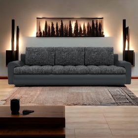   (ÉCS) TOKIO VII kanapéágy, szín - hamuszürke / fekete (alsó rész sérült)