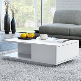   (Értékcsökkentett) Drohmo Denver dohányzóasztal, 90x42x60 cm, fehér (sarok sérülés)