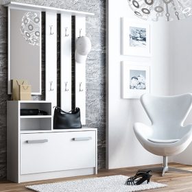   (Értékcsökkentett) Drohmo GAR előszobafal, 85x155x24 cm, fehér (alsó sarkai sérültek)