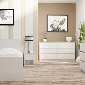   (Értékcsökkentett) Drohmo M6 120 2X3 komód, 120x77x30 cm, fehér 2023 (sarok sérülés)