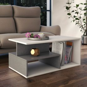   (Értékcsökkentett) Arosa Prima MIX dohányzóasztal, beton-fehér (front, tető, 90x43x51 cm, egy oldal sérült)