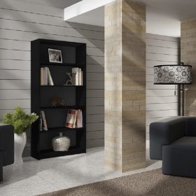   (ÉCS) Baltrum R80 polcos szekrény, fekete (polc, front, mindkét oldal + alsó rész sérült)