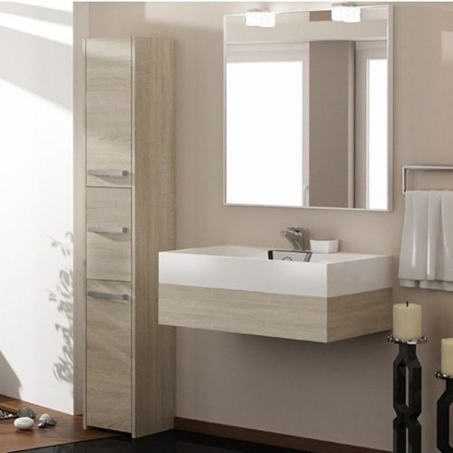 (Értékcsökkentett) Odell S33 fürdőszoba szekrény, sonoma (front, 30x170x30 cm, mindkét oldal sérült)