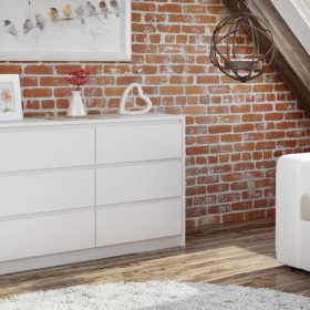   (Értékcsökkentett) Drohmo K120 2X3 komód, fehér (2 fiók sarka, 120x75x40 cm, tető sarka sérült)