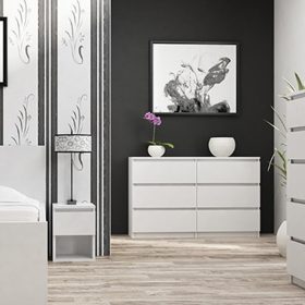   (Értékcsökkentett) Drohmo M6 140 2X3 komód, 138x77x40 cm, fehér (sarok sérülések)