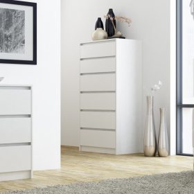   (Értékcsökkentett) Drohmo K6 komód, 70x139x43 cm, fehér (sarok sérülés)