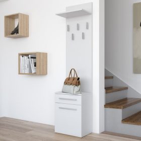   (ÉCS) Drohmo Na Buty Duo előszoba szekrény fogassal, 50x180x35 cm, matt fehér színben (sarok sérülés)