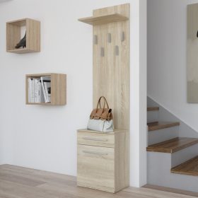   (Értékcsökkentett) Odell Na Buty Duo előszoba szekrény fogassal, sonoma (front, egy oldal, 50x180x35 cm, alsó rész sérült)