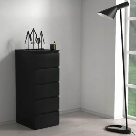   (Értékcsökkentett) Baltrum W5 fiókos szekrény, 40x111x45 cm, fekete (jobb alsó sark sérült)