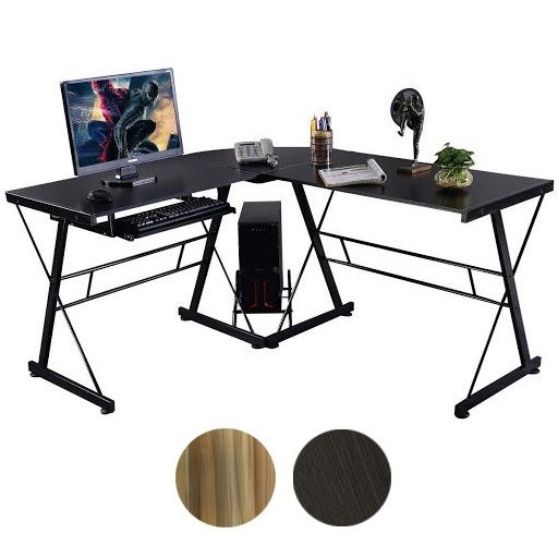 L alakú irodai asztal (fekete színben) Bonus Shop
