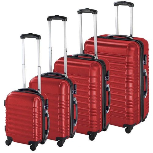 Merev falú bőrönd szett, 4 db-os, piros