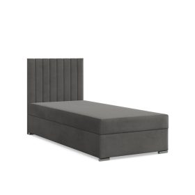   Agen egyszemélyes ágy, bársony, ágyneműtartóval, sötétszürke