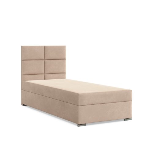 Calvi egyszemélyes ágy, bársony, ágyneműtartóval, bézs