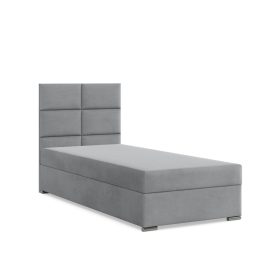   Calvi egyszemélyes ágy, bársony, ágyneműtartóval, szürke