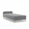 Caspe ágy, fejtámlával, bársony, 90 x 200 szürke