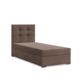 Elda egyszemélyes ágy, bársony, ágyneműtartóval, barna