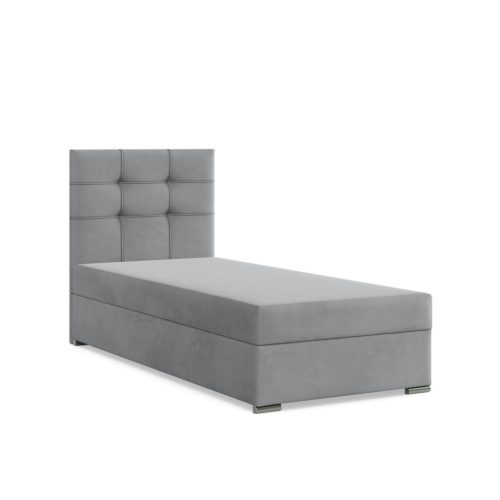 Elda egyszemélyes ágy, bársony, ágyneműtartóval, szürke