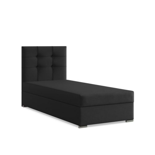 Elda egyszemélyes ágy, szövet, ágyneműtartóval, fekete