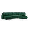 Faito U sarokkanapé, 3 ágyneműtartóval, bársony, jobboldali, zöld