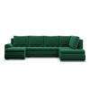 Faito U sarokkanapé, 3 ágyneműtartóval, bársony, jobboldali, zöld