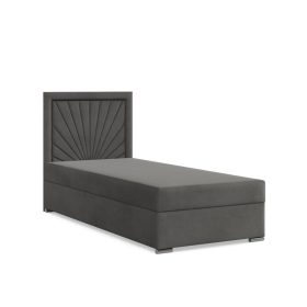   Vicenza egyszemélyes ágy, bársony, 120 x 200 ágyneműtartóval, sötétszürke