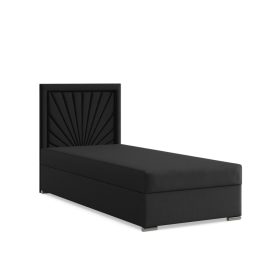   Vicenza egyszemélyes ágy, szövet, ágyneműtartóval, fekete