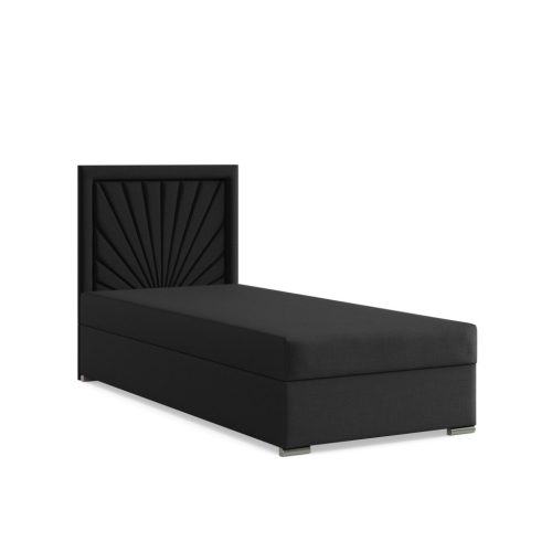 Vicenza egyszemélyes ágy, szövet, ágyneműtartóval, fekete