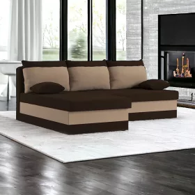   Stella kinyitható sarokkanapé, normál szövet, hab töltőanyag, balos, szín - barna / cappuccino
