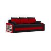 Monviso kanapéágy polccal, normál szövet, hab töltőanyag, bal oldali polc, fekete / piros