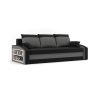 Monviso kanapéágy polccal, normál szövet, hab töltőanyag, bal oldali polc, fekete / szürke