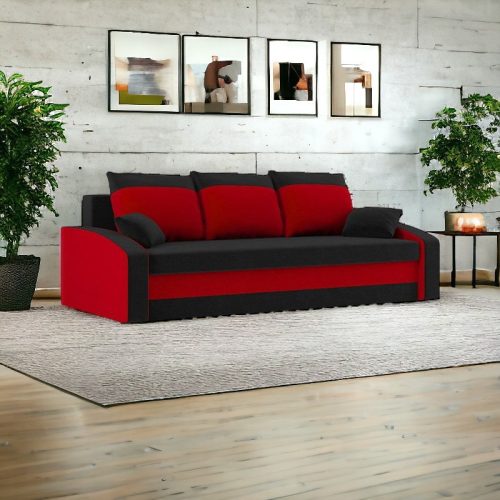 Monviso kanapéágy, normál szövet, hab töltőanyag, szín - fekete / piros