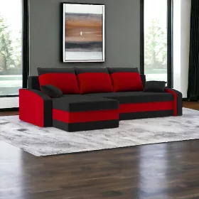   Monviso kinyitható sarokkanapé, univerzális oldal, normál szövet, hab töltőanyag, szín - fekete / piros