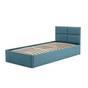   MONOS kárpitozott ágy, ágyneműtartóval, 90x200 cm, szín - türkiz, matrac nélkül