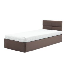   MONOS kárpitozott ágy, ágyneműtartóval, 90x200 cm, szín - barna, zsebrugós matraccal