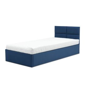   MONOS kárpitozott ágy, ágyneműtartóval, 90x200 cm, szín - tengerészkék, zsebrugós matraccal