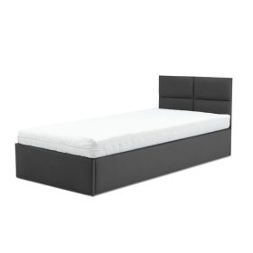   MONOS kárpitozott ágy, ágyneműtartóval, 90x200 cm, szín - sötétszürke, zsebrugós matraccal