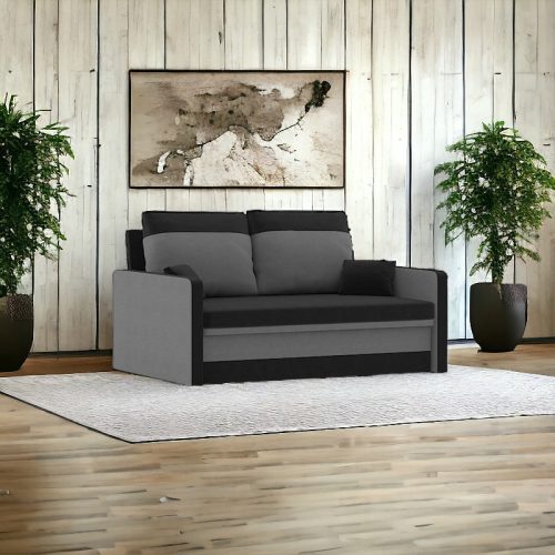 Pollino kinyitható kanapé, normál szövet, hab töltőanyag, szín - fekete / szürke
