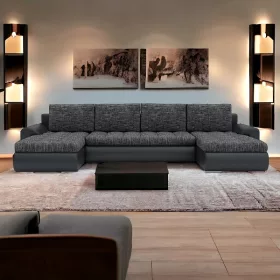   Faito III kinyitható sarokkanapé, U alakú, szín - hamuszürke / fekete