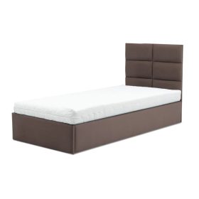   TORRES kárpitozott ágy, ágyneműtartóval, 90x200 cm, szín - barna, zsebrugós matraccal
