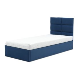   TORRES kárpitozott ágy, ágyneműtartóval, 90x200 cm, szín - tengerészkék, zsebrugós matraccal