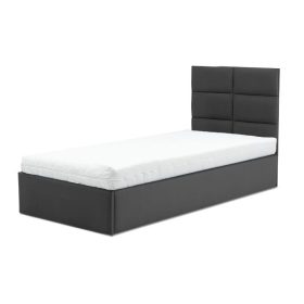   TORRES kárpitozott ágy, ágyneműtartóval, 90x200 cm, szín - sötétszürke, zsebrugós matraccal