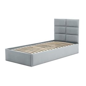   TORRES kárpitozott ágy, ágyneműtartóval, 90x200 cm, szín - világos szürke, matrac nélkül
