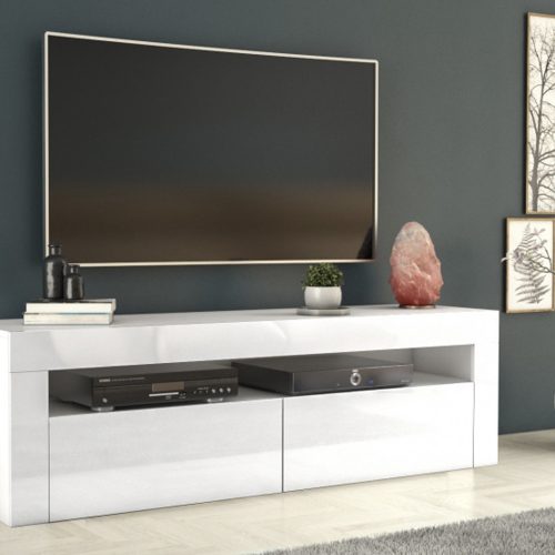 Thirassia RTV DEKO160 2D TV állvány, 160x45x40 cm, fényes fehér
