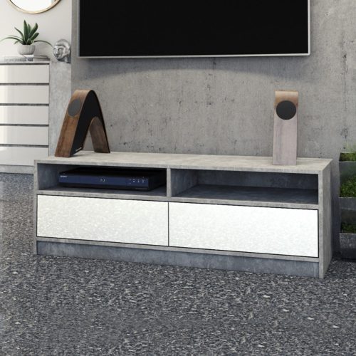 Arosa RTV KARO120 MIX TV állvány, 120x45x40 cm, beton- fényes fehér