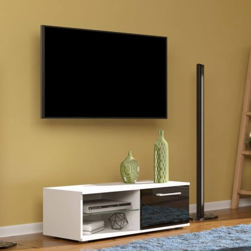 Drohmo Sandy MIX TV állvány, 100x36x40 cm, fehér/fényes fekete